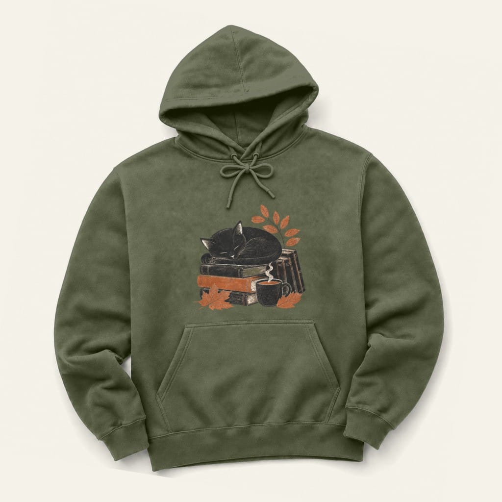 Cozy Reads Hoodie in Military Green
