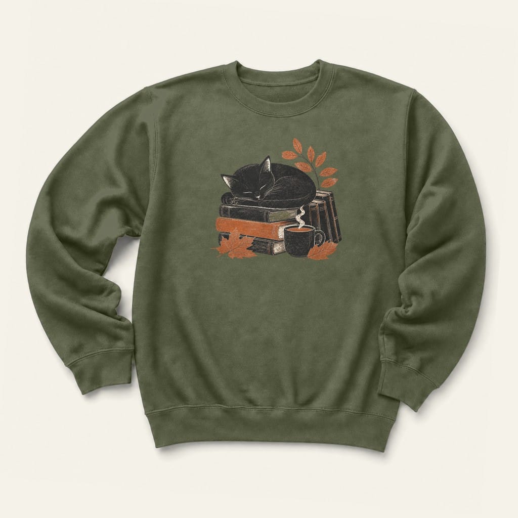 Cozy Reads Sweatshirt in Military Green