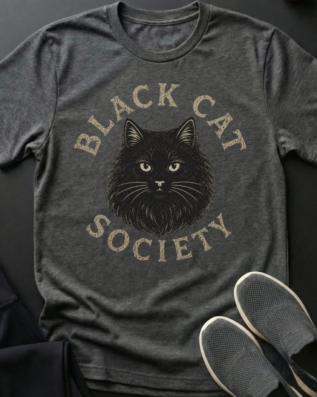 Fluffy Black Cat Society Tee