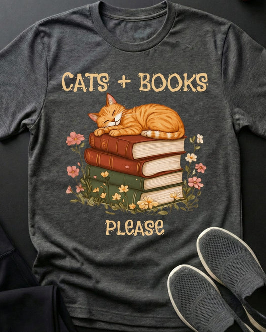 Cats & Books Tee