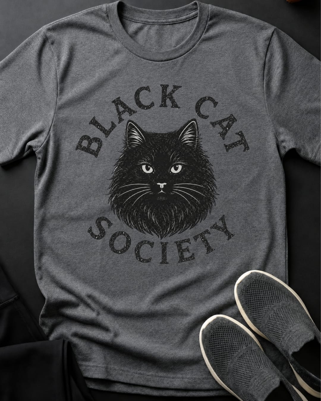Fluffy Black Cat Society Tee