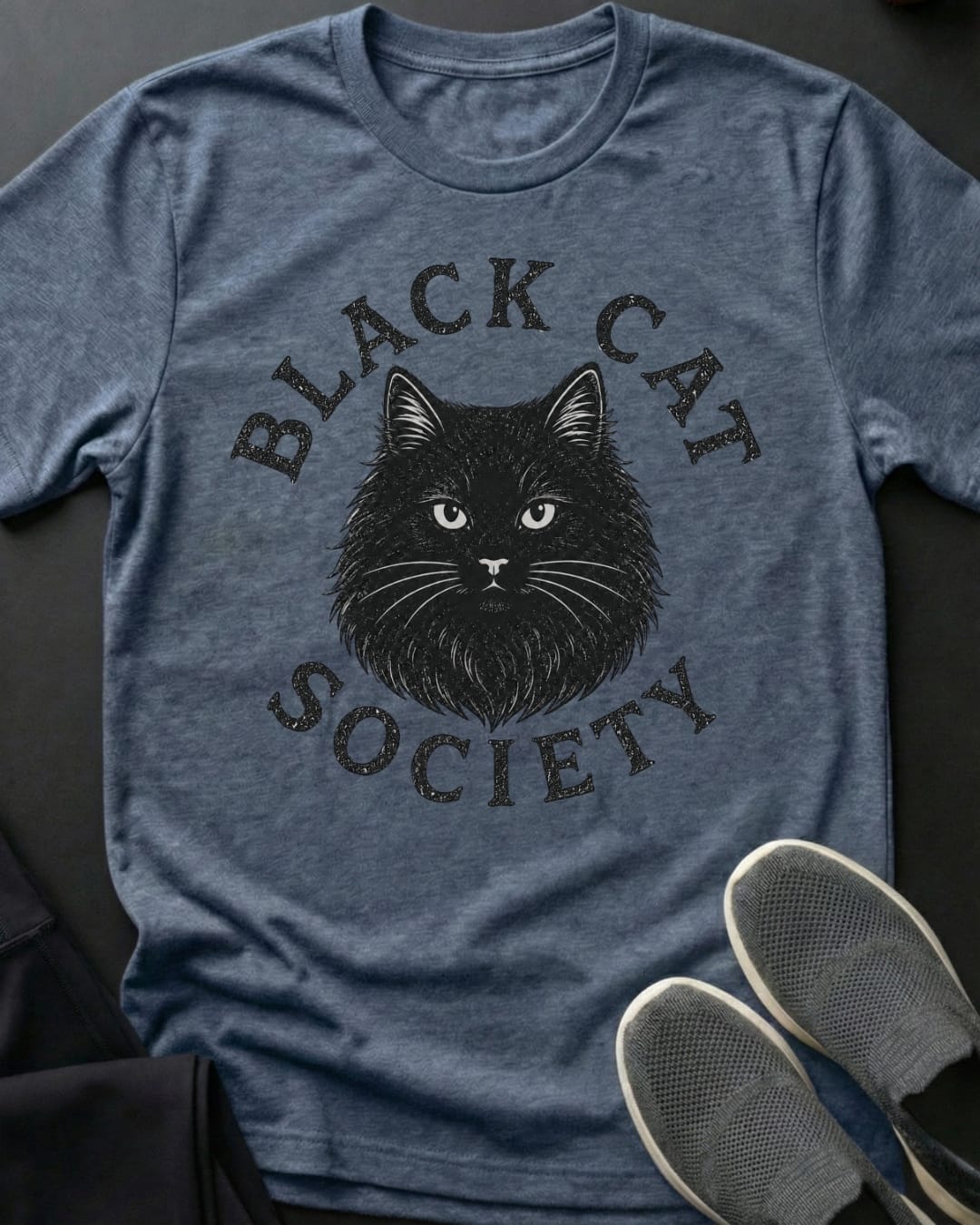 Fluffy Black Cat Society Tee