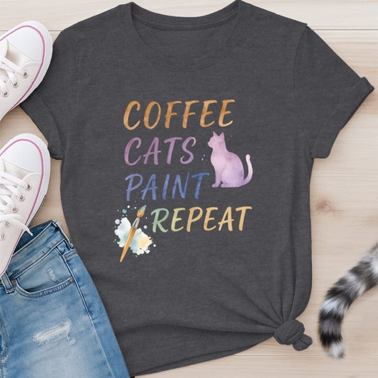 COFFEE CATS PAINT T-SHIRT