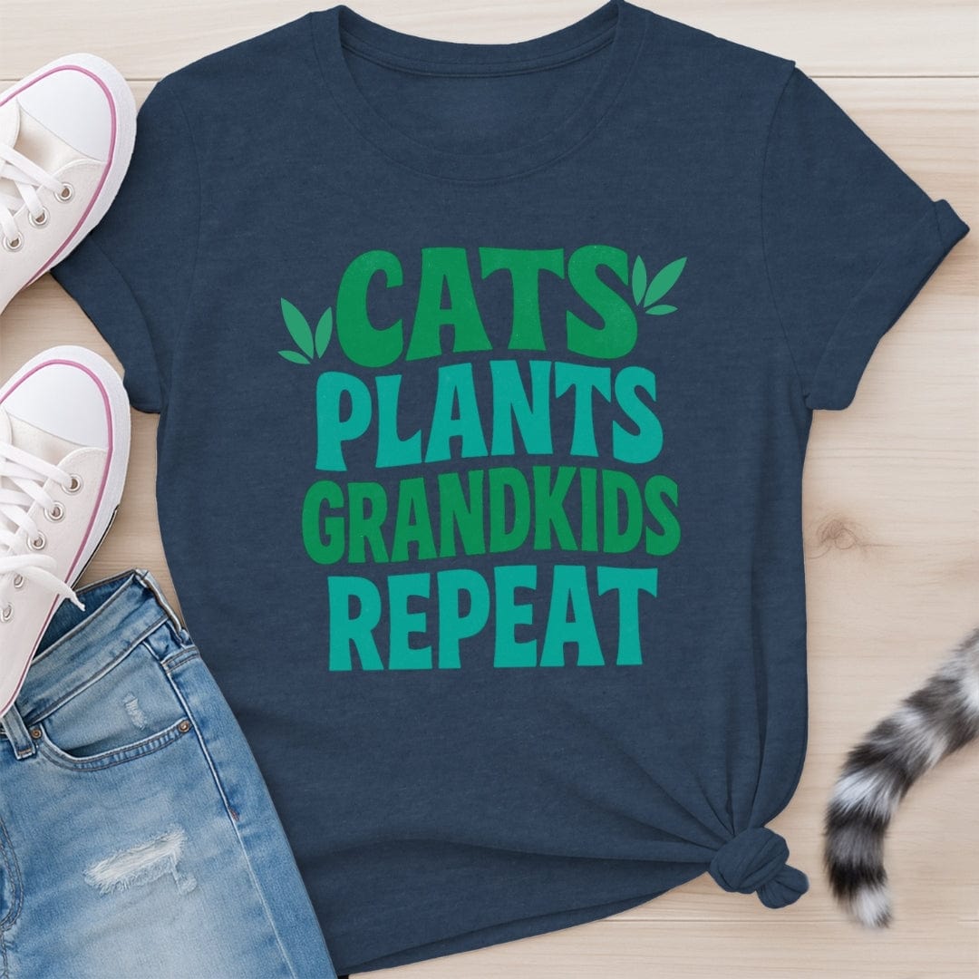 CATS PLANTS GRANDKIDS REPEAT T-SHIRT