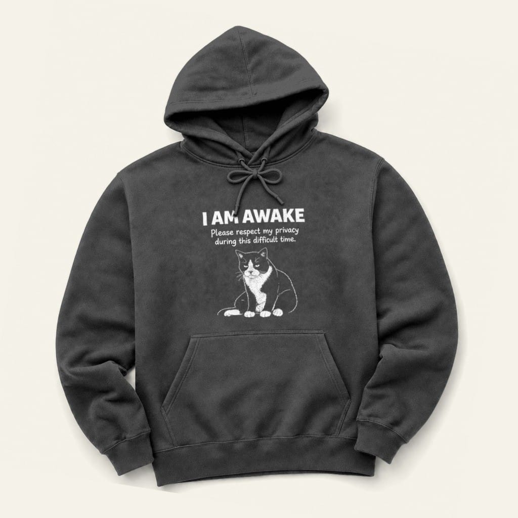 I Am Awake Hoodie in Dark Heather