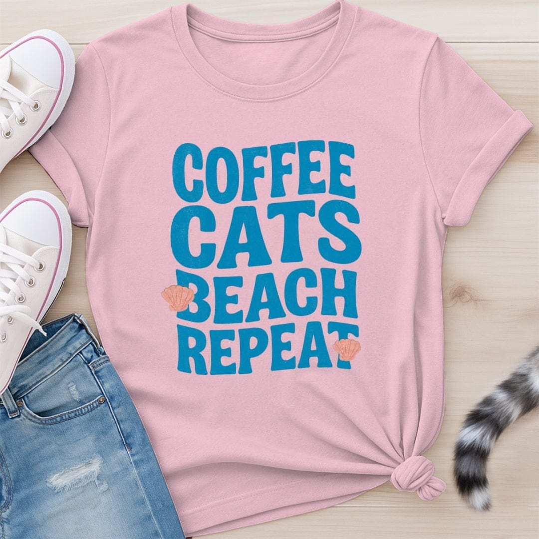 COFFEE CATS BEACH T-SHIRT