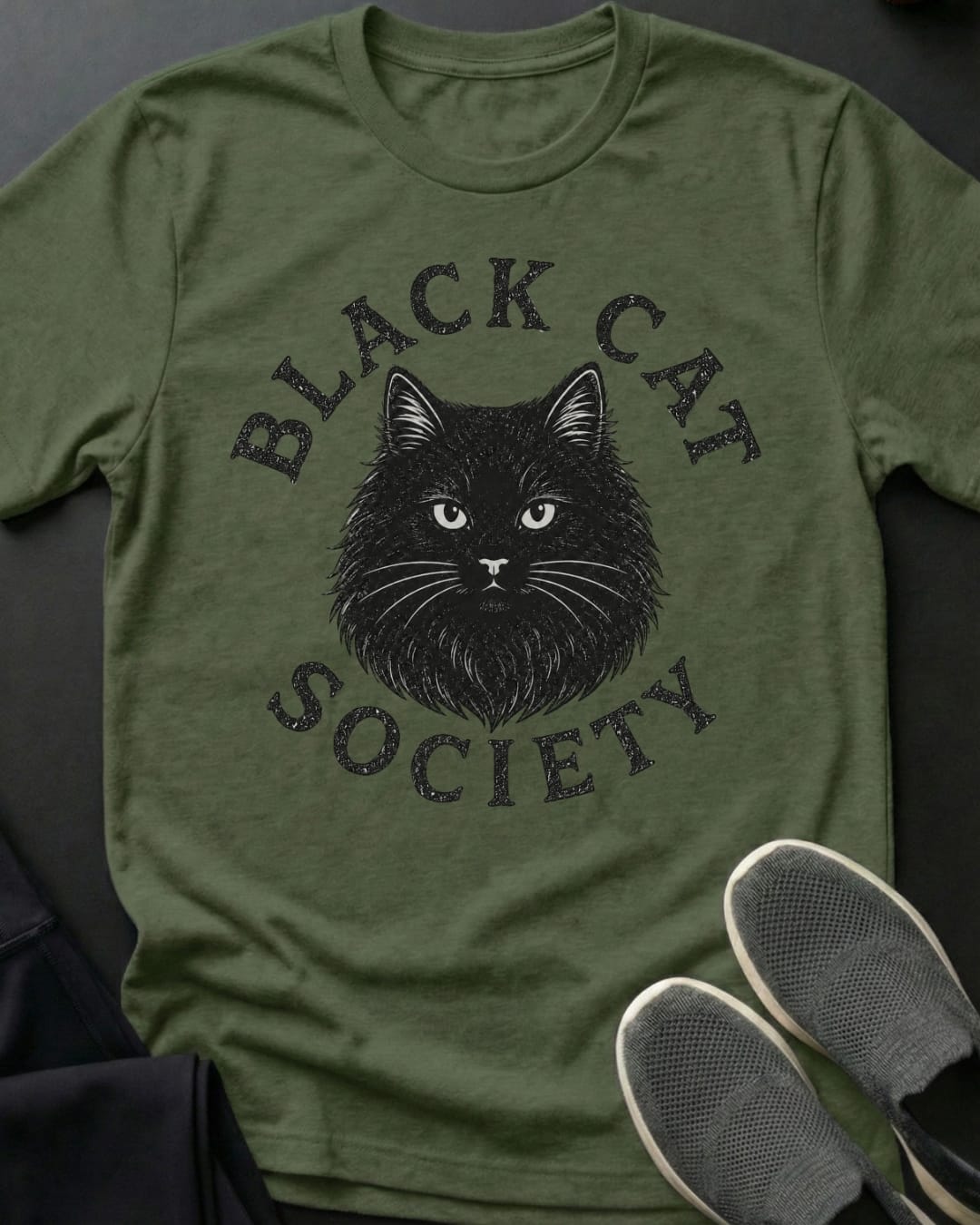 Fluffy Black Cat Society Tee
