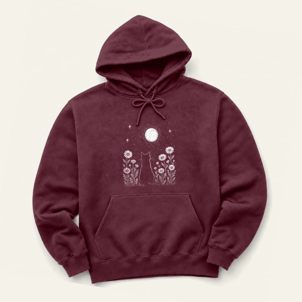 Moon Flower Hoodie in Maroon