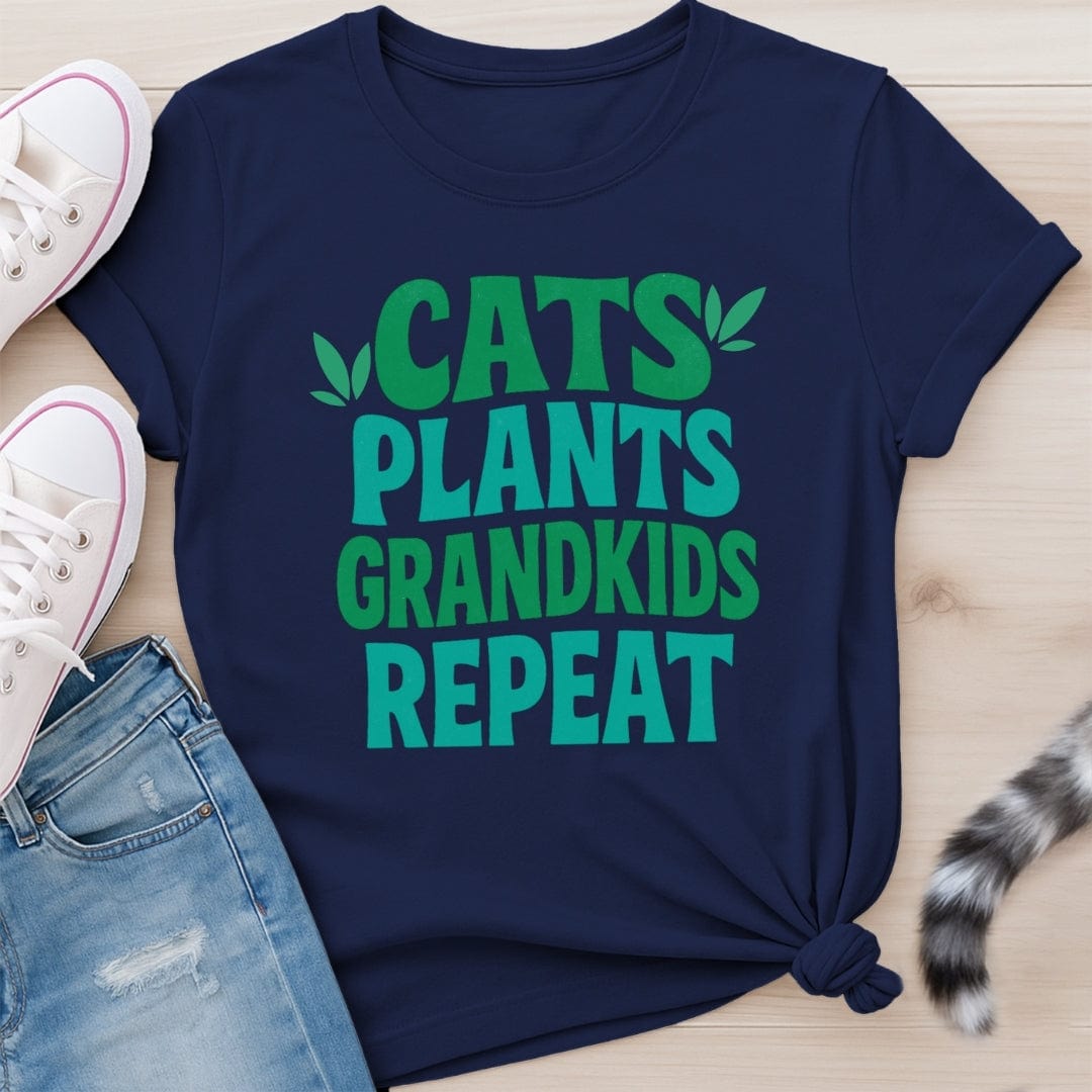 CATS PLANTS GRANDKIDS REPEAT T-SHIRT