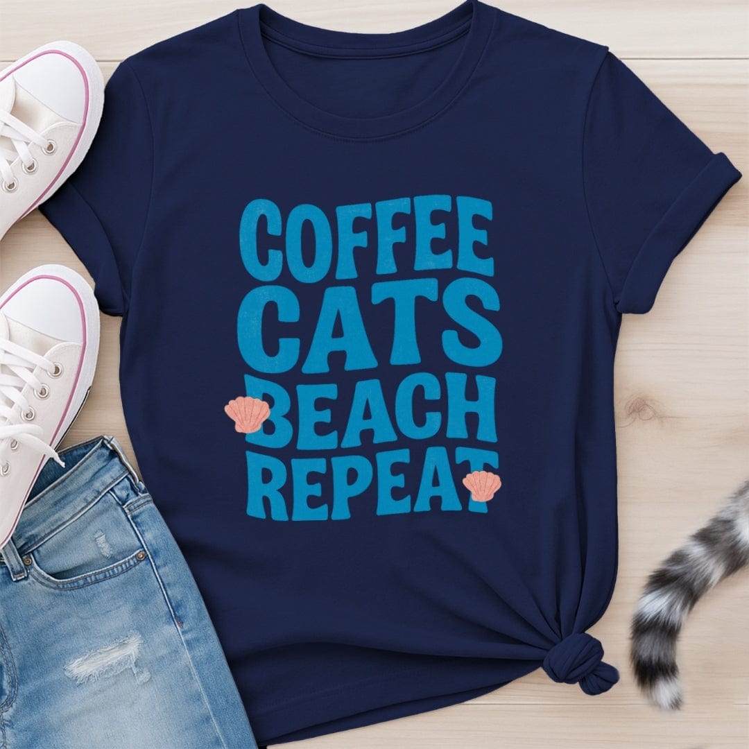 COFFEE CATS BEACH T-SHIRT