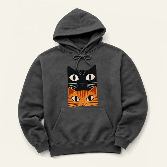 Orange Tabby Cat Stack Hoodie in Dark Heather