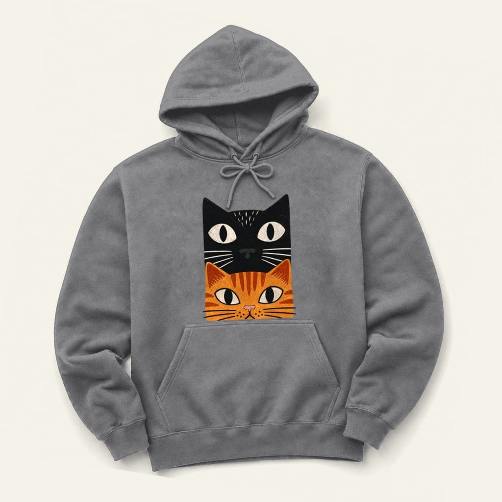 Orange Tabby Cat Stack Hoodie in Graphite Heather