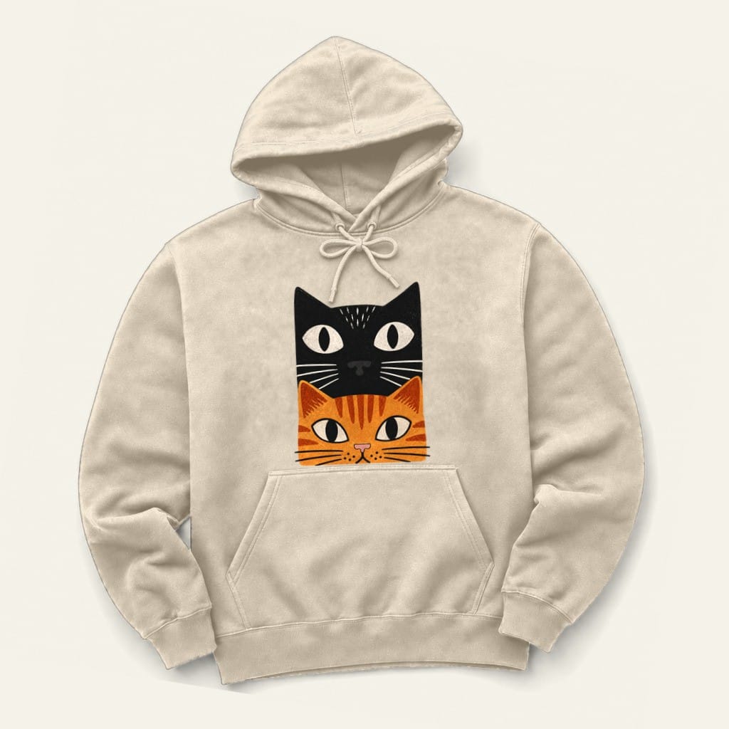 Orange Tabby Cat Stack Hoodie in Sand