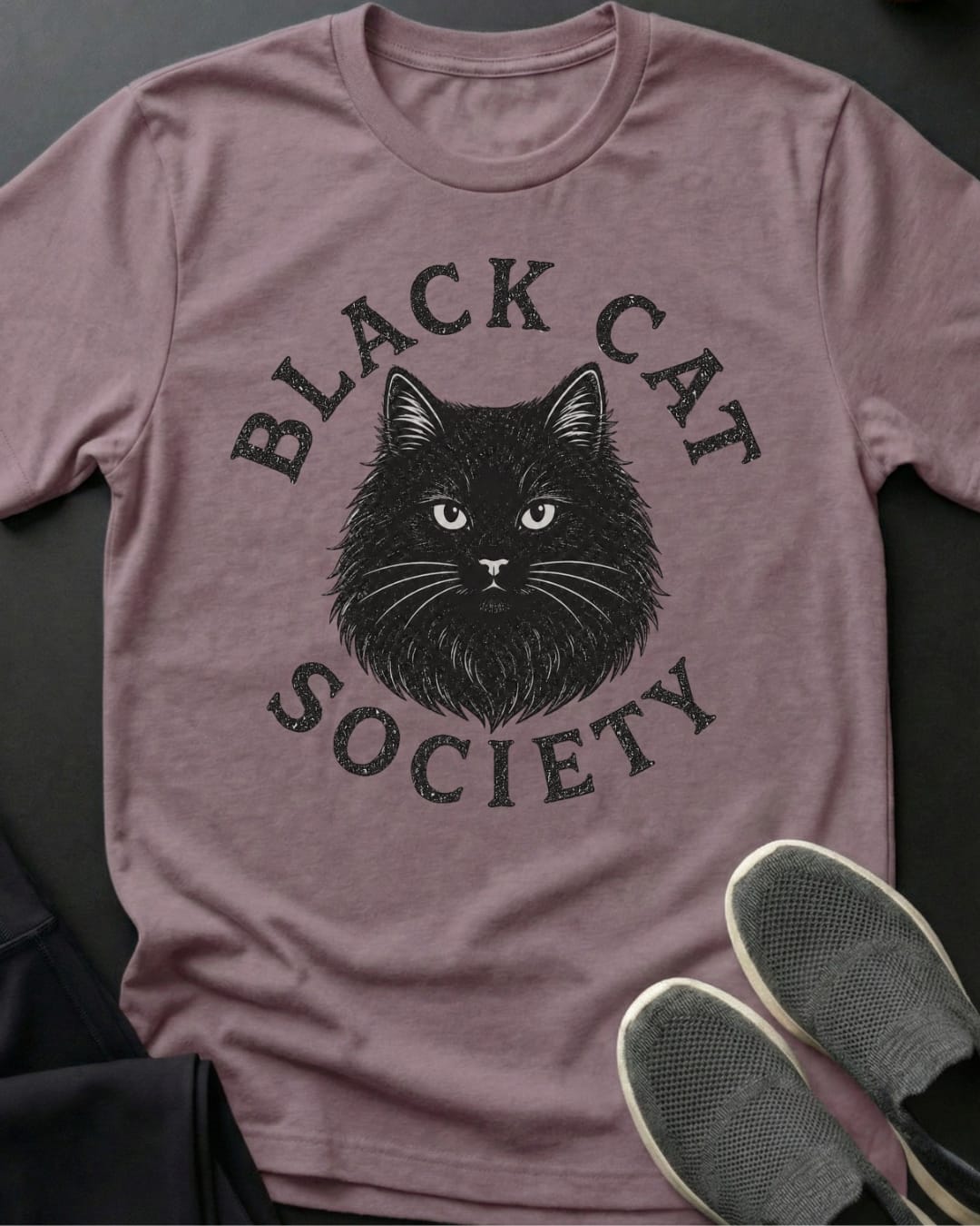 Fluffy Black Cat Society Tee
