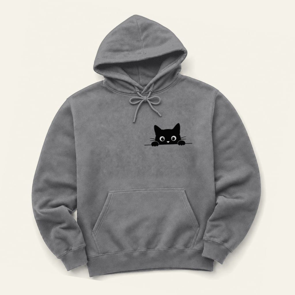 Pocket Kitty Hoodie in Graphite Heather