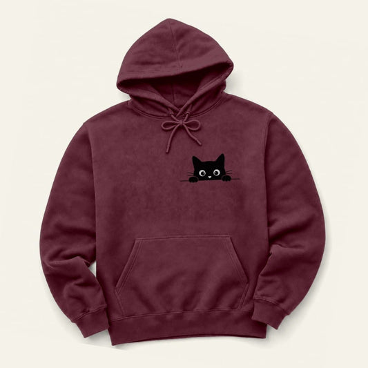 Pocket Kitty Hoodie in Maroon