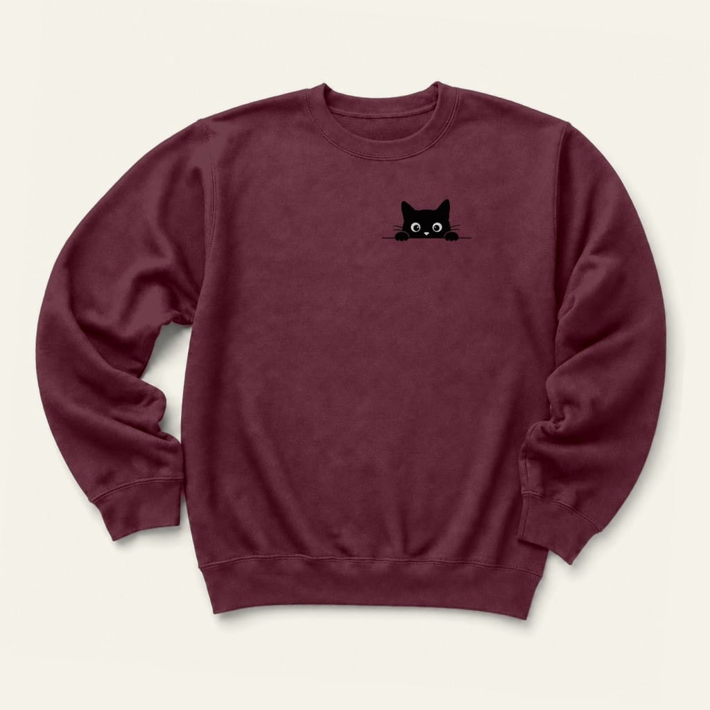 Pocket Kitty Sweatshirt in Maroon