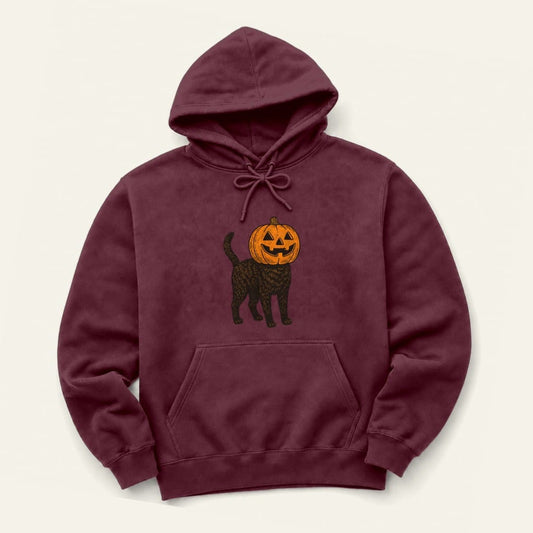 Pumpkin Head Cat Hoodie in Maroon