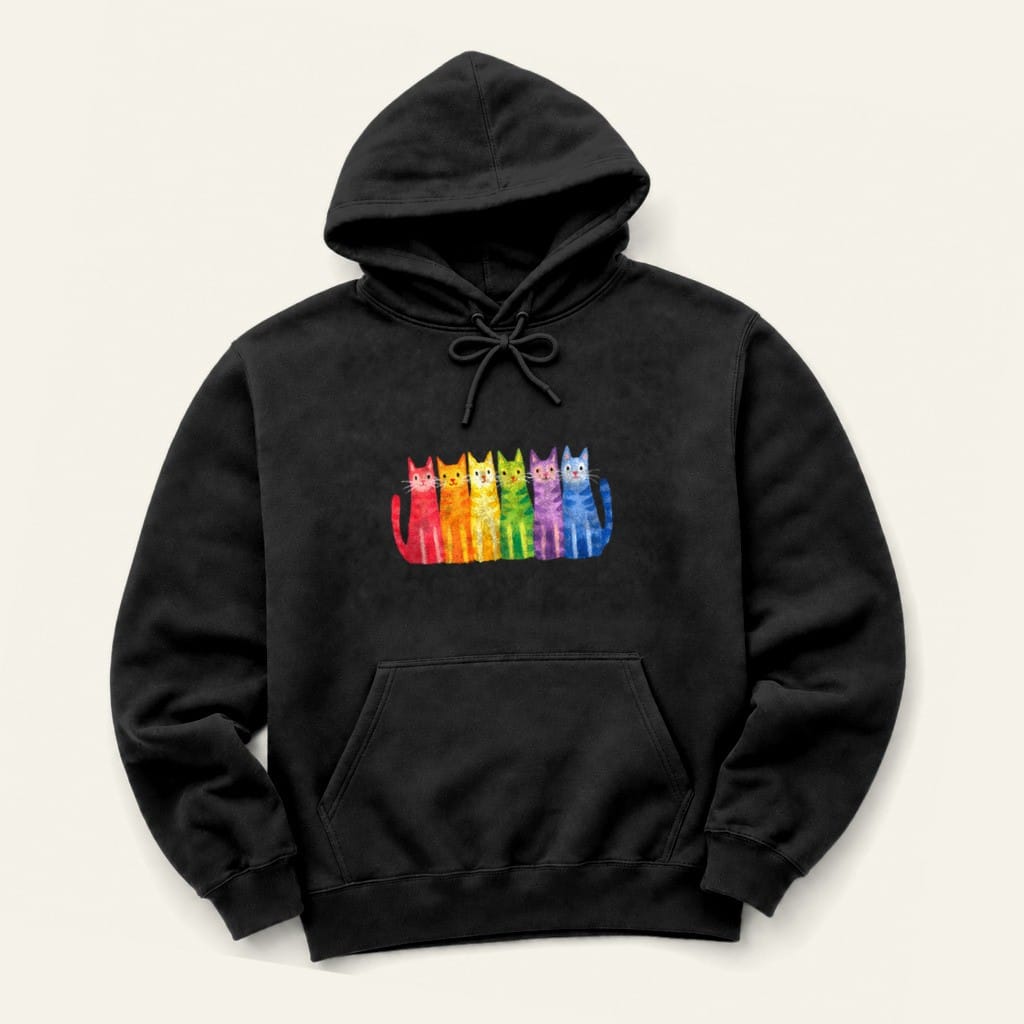 Rainbow Kitties Hoodie in Black