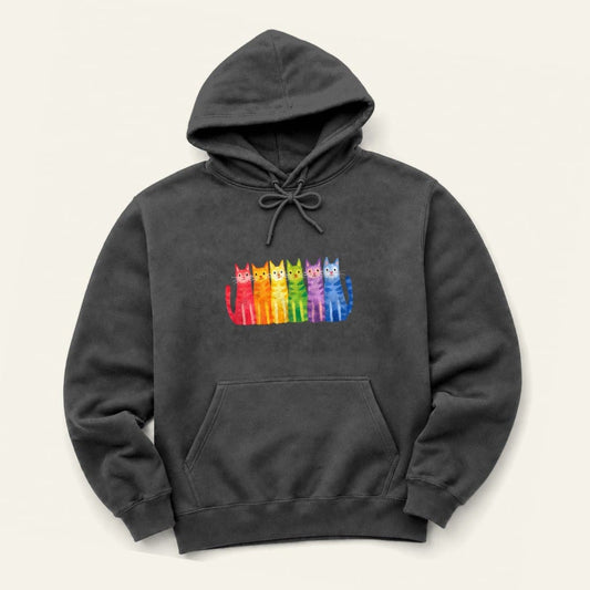 Rainbow Kitties Hoodie in Dark Heather