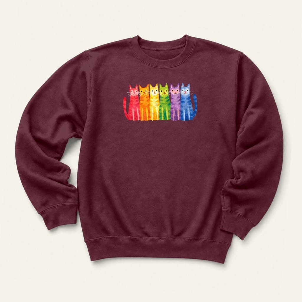 Rainbow Kitties Sweatshirt in Maroon