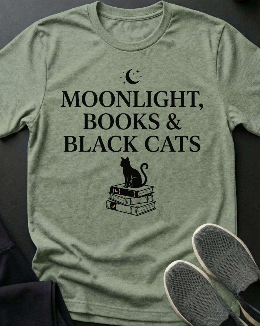 Moonlight, Books, & Black Cats Tee