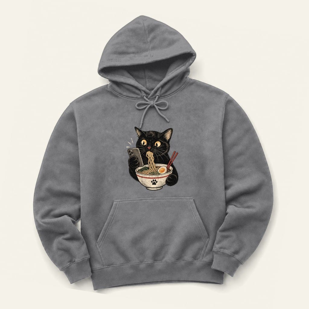 Scrolling and Ramen Hoodie in Graphite Heather