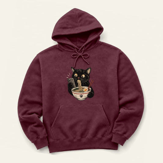 Scrolling and Ramen Hoodie in Maroon