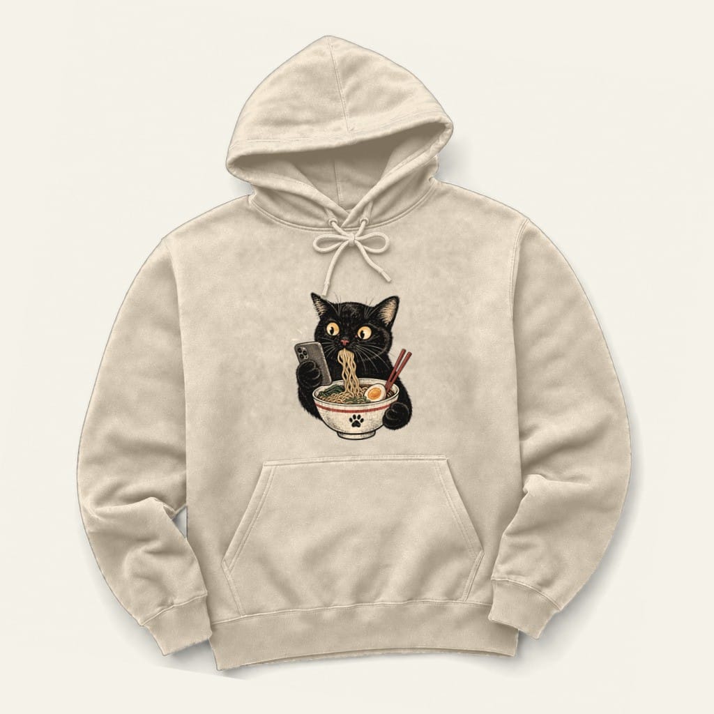 Scrolling and Ramen Hoodie in Sand