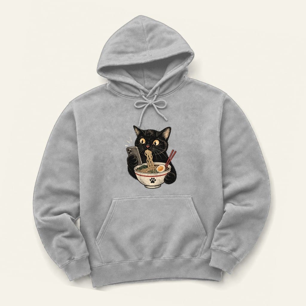 Scrolling and Ramen Hoodie in Sport Grey