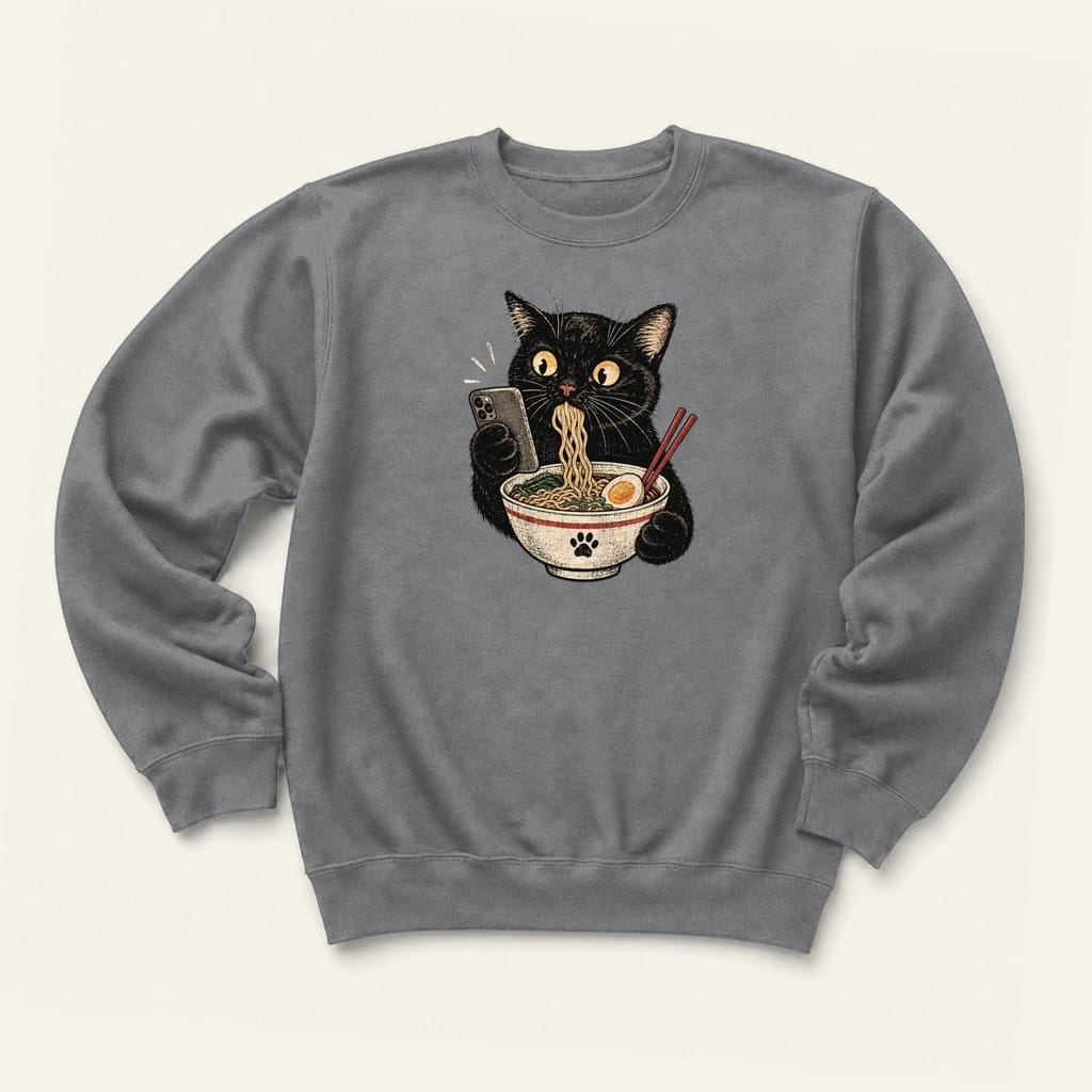 Scrolling and Ramen Sweatshirt in Graphite Heather