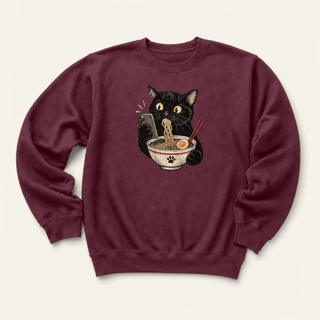 Scrolling and Ramen Sweatshirt in Maroon