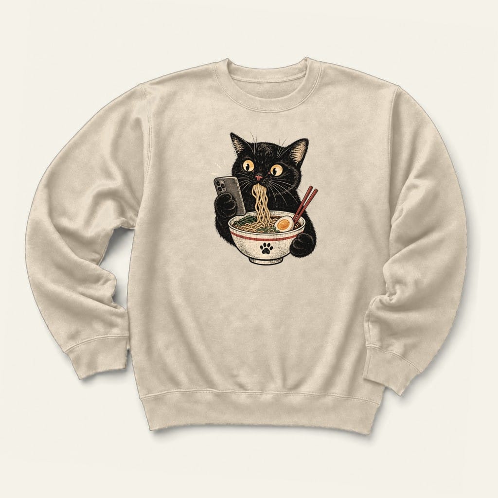 Scrolling and Ramen Sweatshirt in Sand