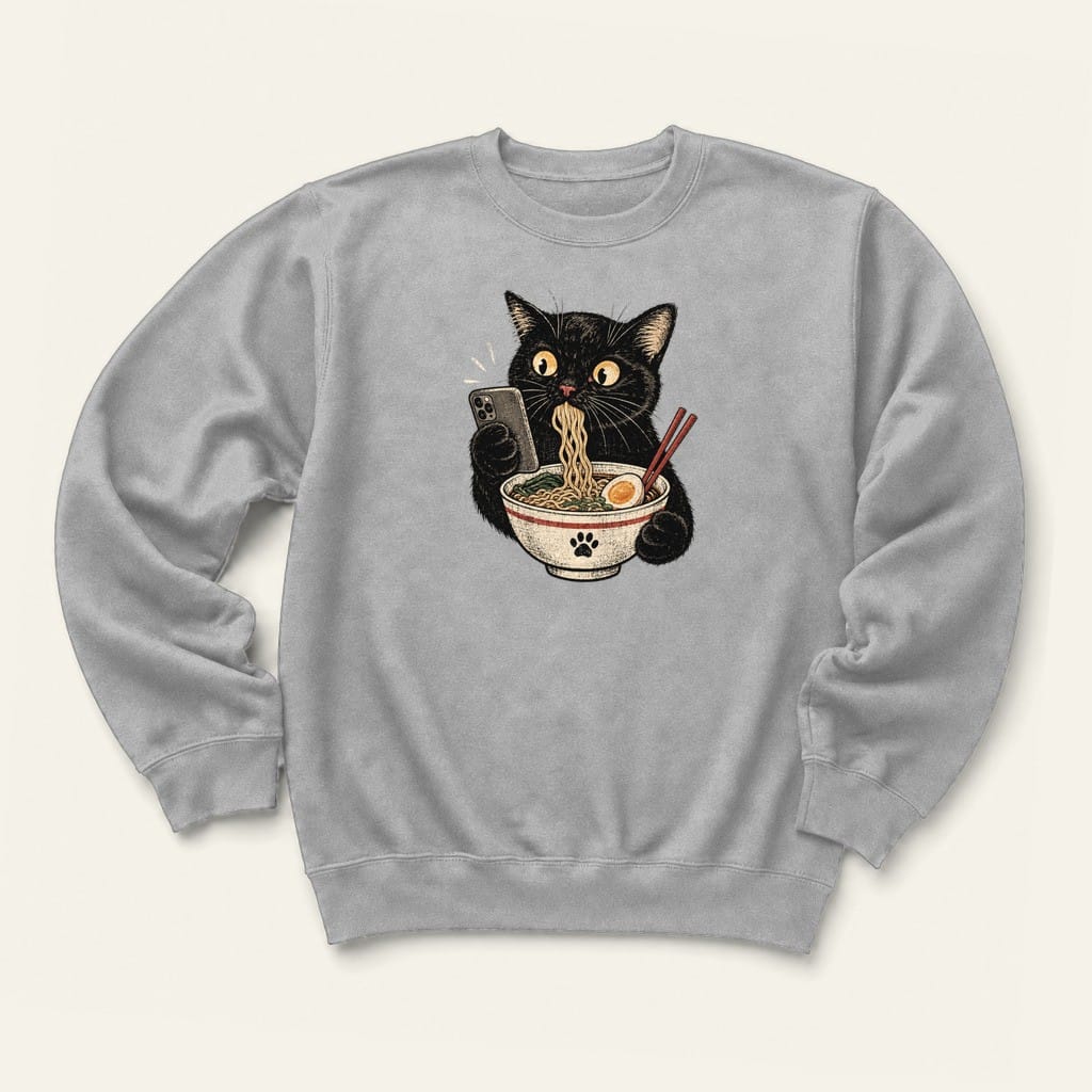 Scrolling and Ramen Sweatshirt in Sport Grey