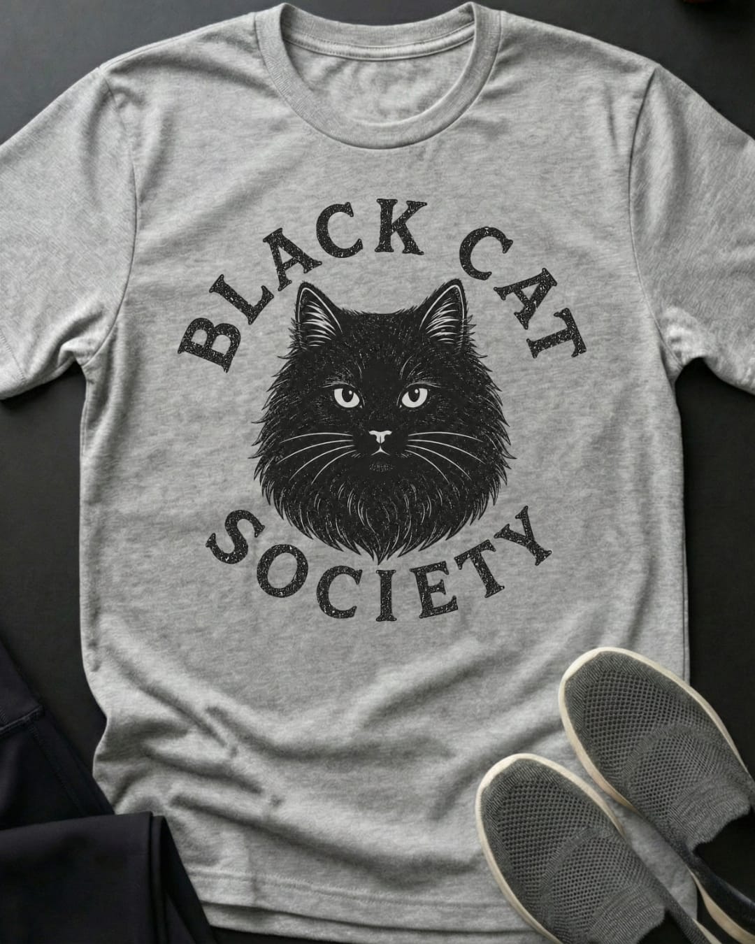 Fluffy Black Cat Society Tee