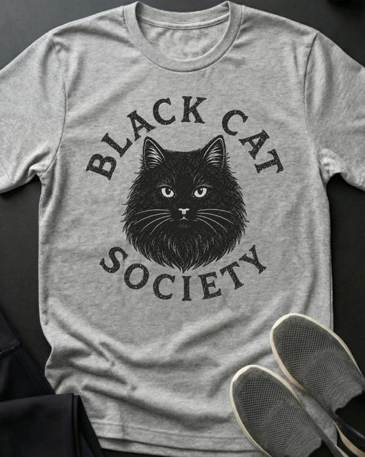 Fluffy Black Cat Society Tee
