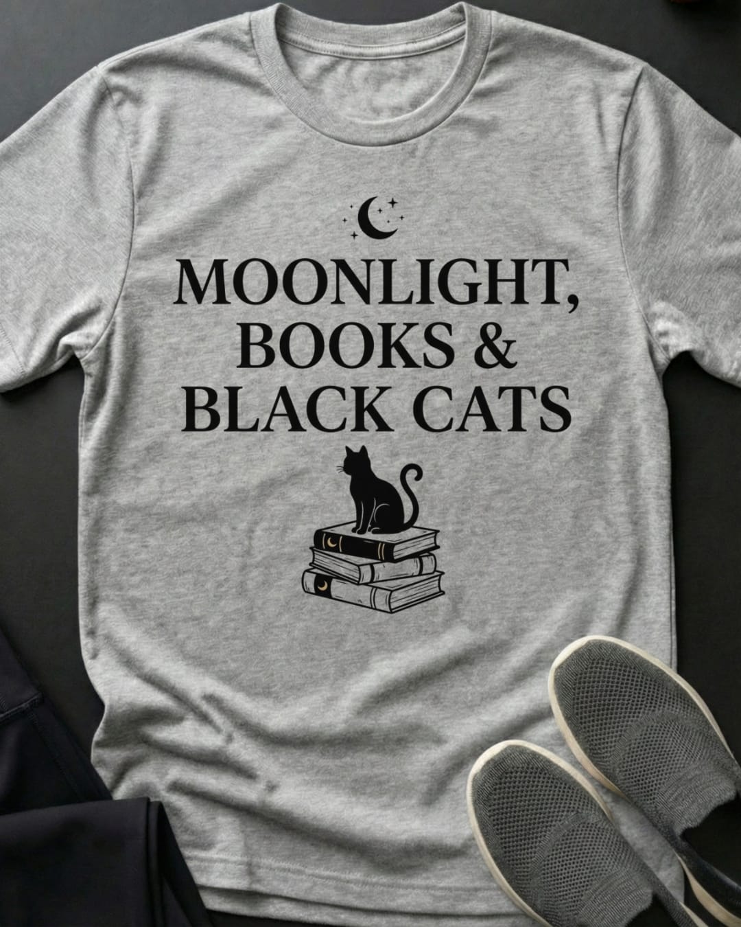Moonlight, Books, & Black Cats Tee