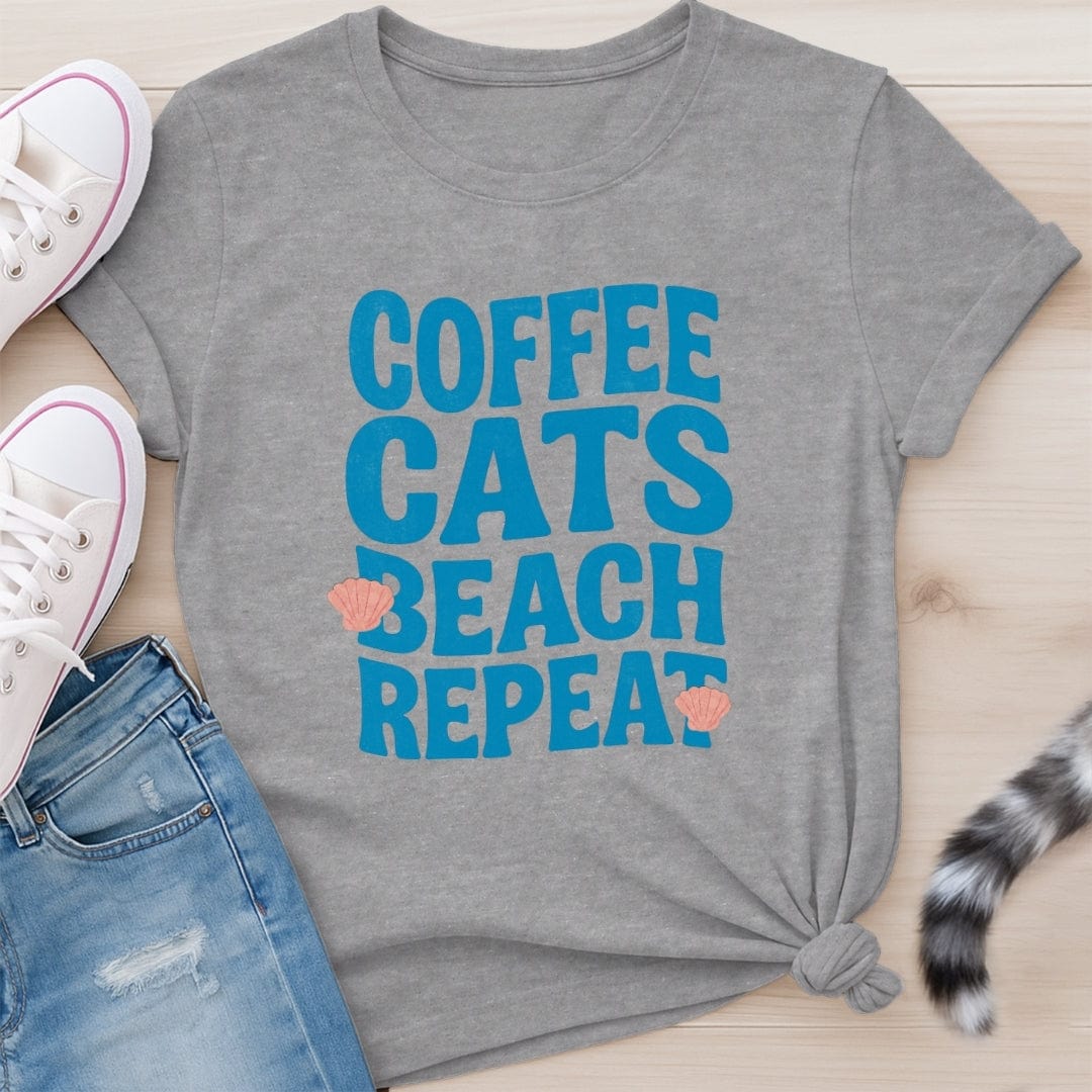COFFEE CATS BEACH T-SHIRT
