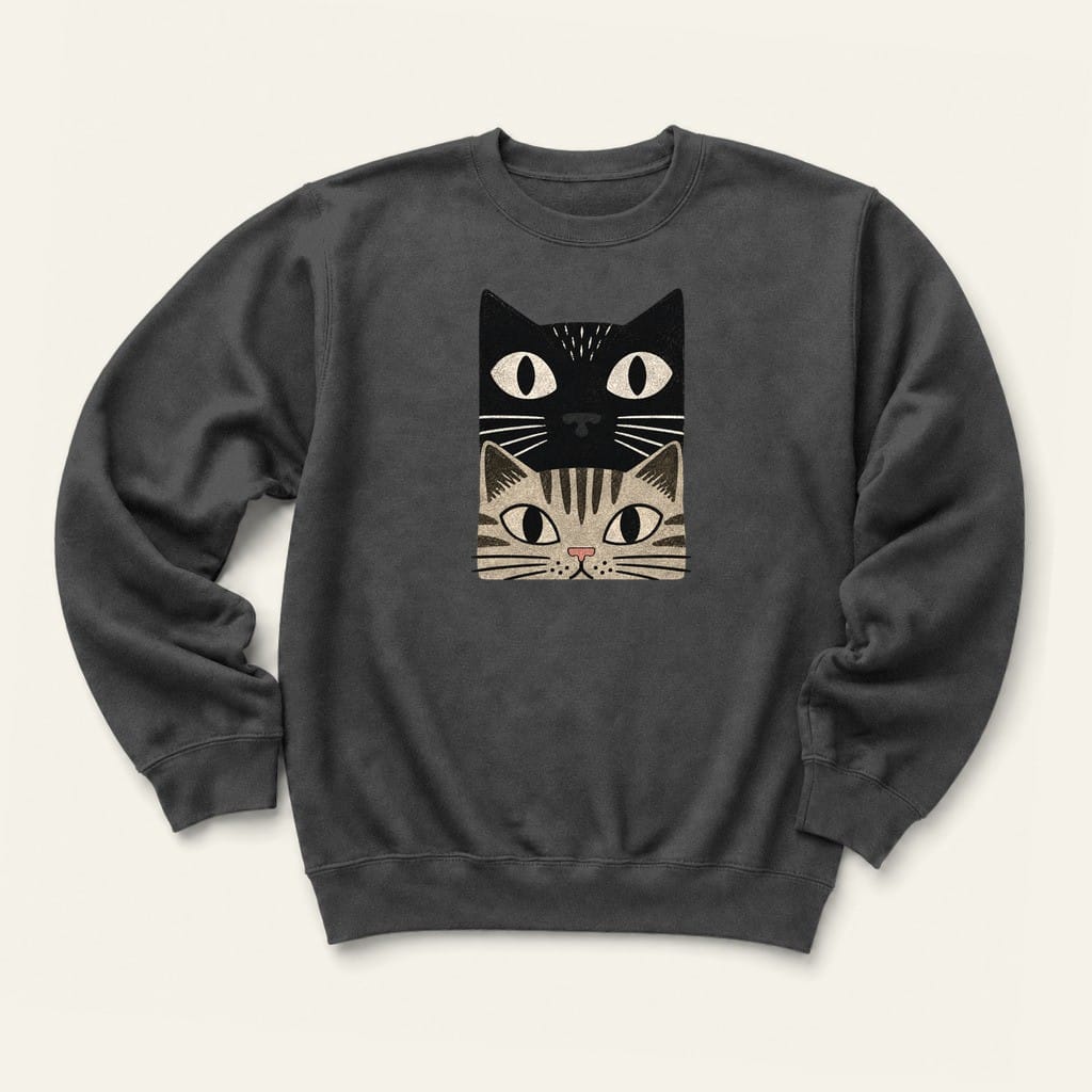 Tabby Cat Stack Sweatshirt in Dark Heather