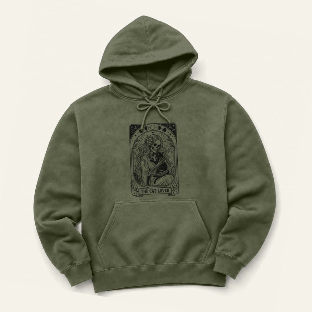 The Cat Lover Hoodie in Military Green