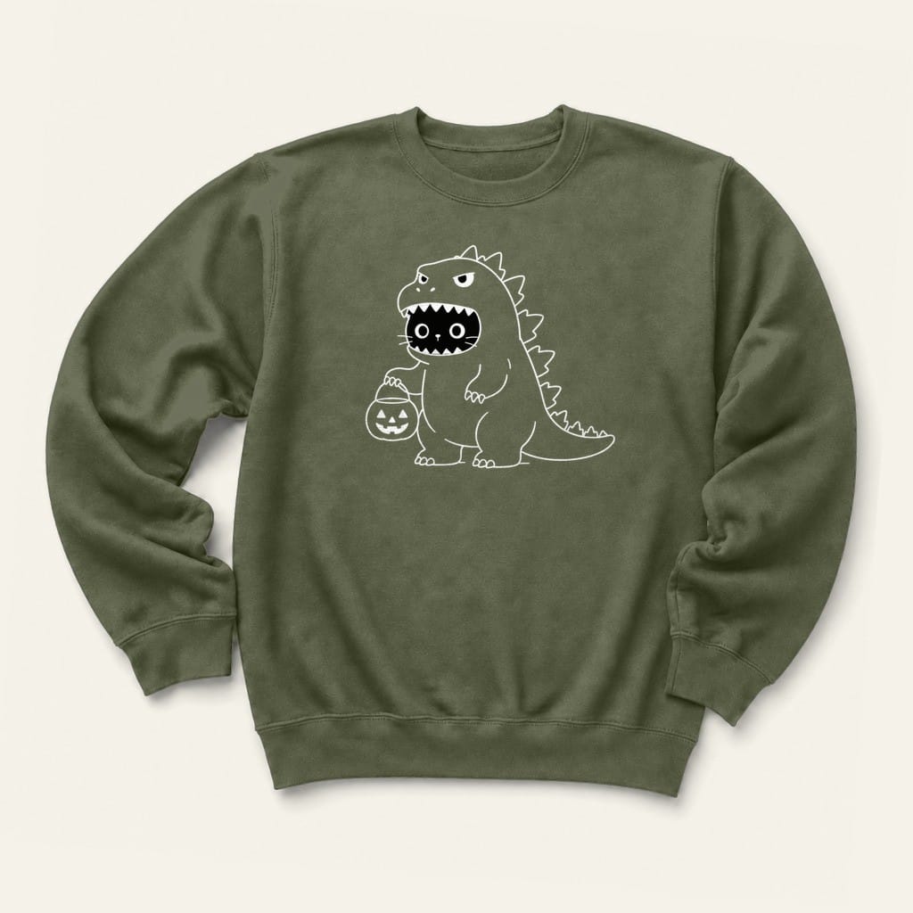 Trick or Treat Sweatshirt in Military Green
