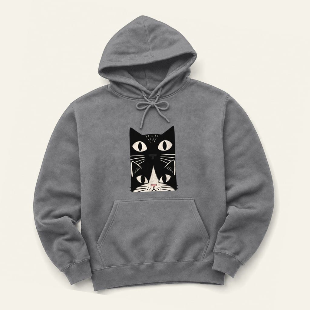 Tuxedo Cat Stack Hoodie in Graphite Heather