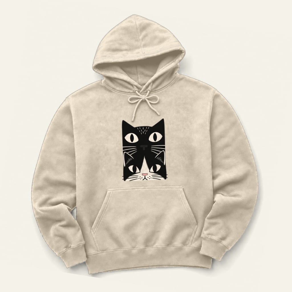 Tuxedo Cat Stack Hoodie in Sand
