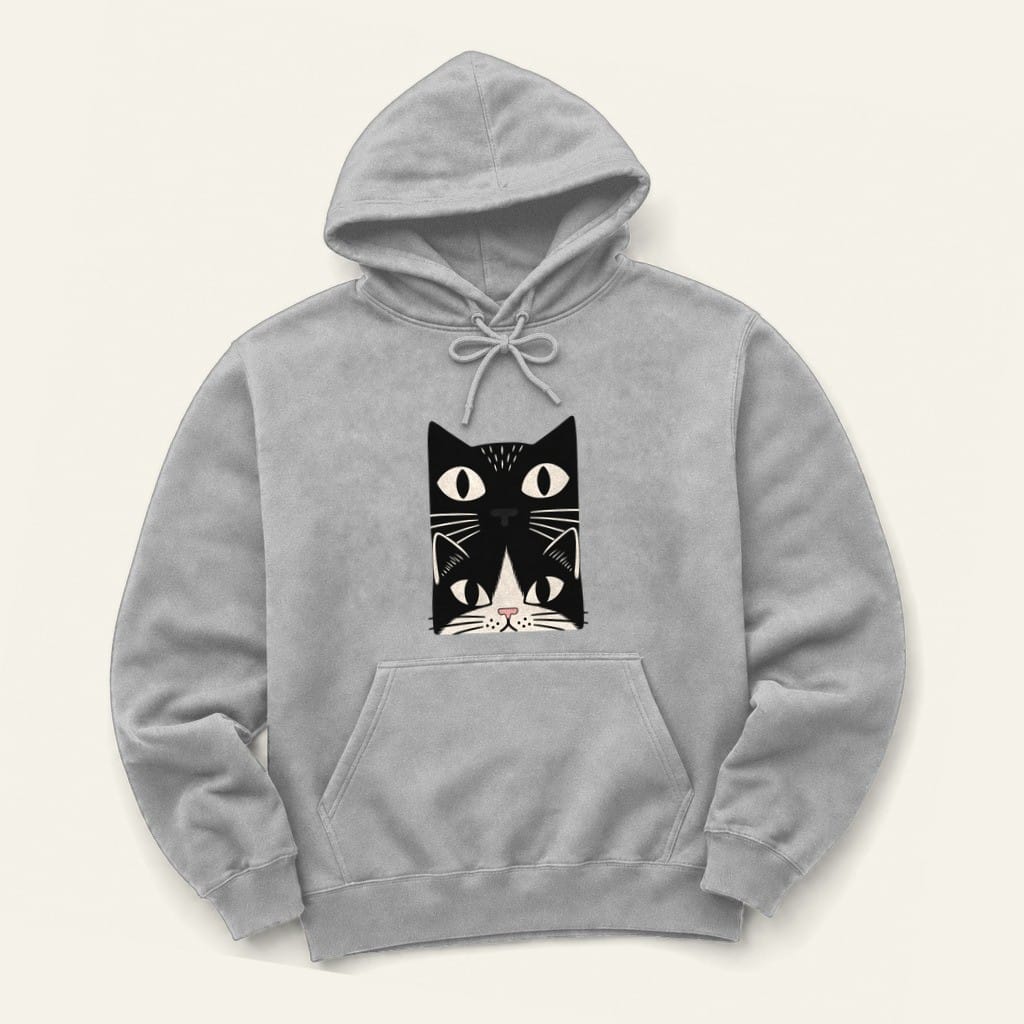 Tuxedo Cat Stack Hoodie in Sport Grey