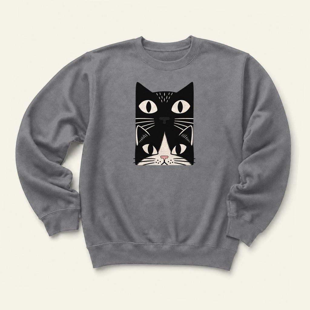 Tuxedo Cat Stack Sweatshirt in Graphite Heather