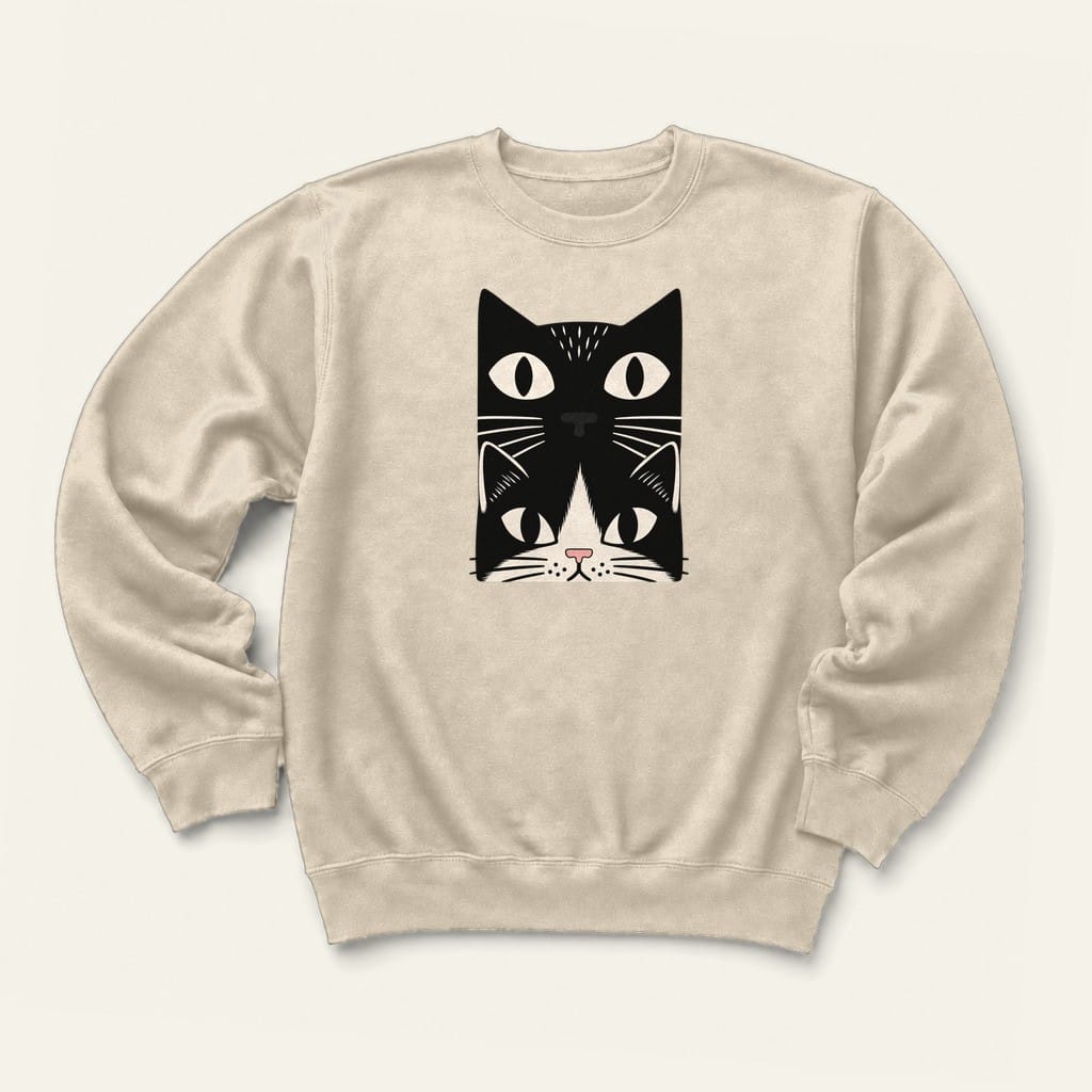 Tuxedo Cat Stack Sweatshirt in Sand