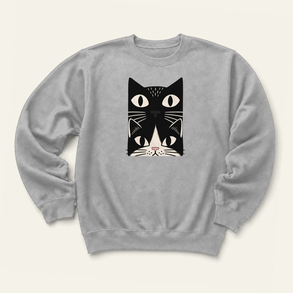 Tuxedo Cat Stack Sweatshirt in Sport Grey