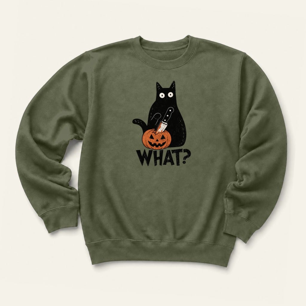What? Pumpkin Sweatshirt in Military Green