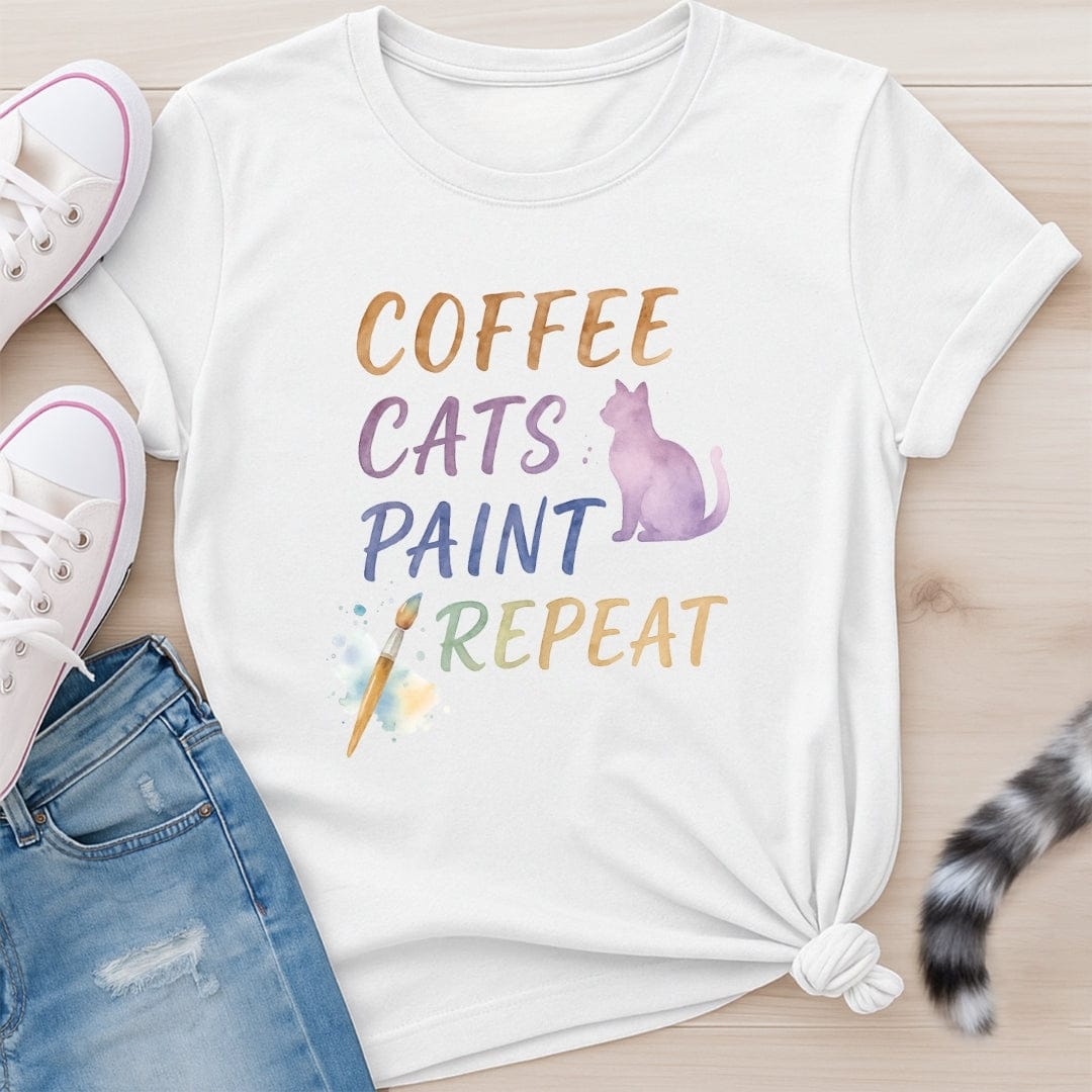 COFFEE CATS PAINT T-SHIRT