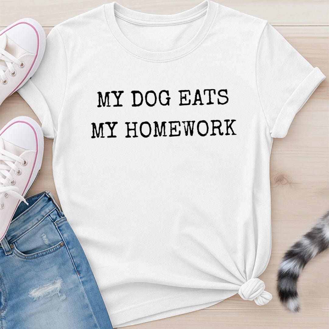 MY DOG EATS MY HOMEWORK T-SHIRT